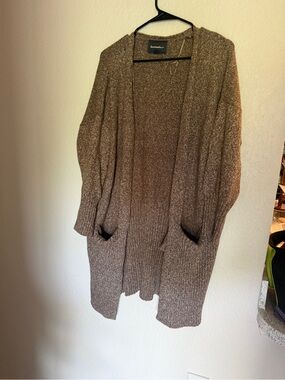 Lovemarks Brown Marled Open-Front Cardigan with Pockets